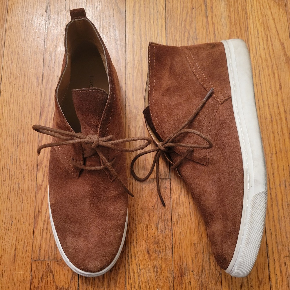 Lucky Brand Suede Chukka Boots Burnished Brown Lace Up LORELLE 9 Fall AutumnM‎